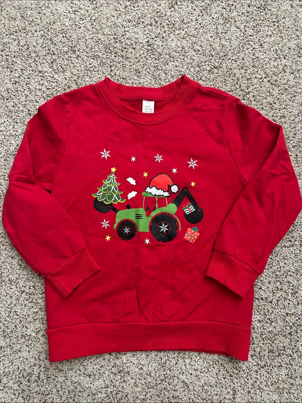 Kids Christmas Tractor Sweatshirt - Holiday Tractor 5T
